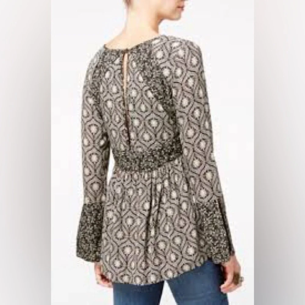 Free People Rolling Hills Bohemian Bell Sleeve Blouse Size Small - Picture 5 of 11